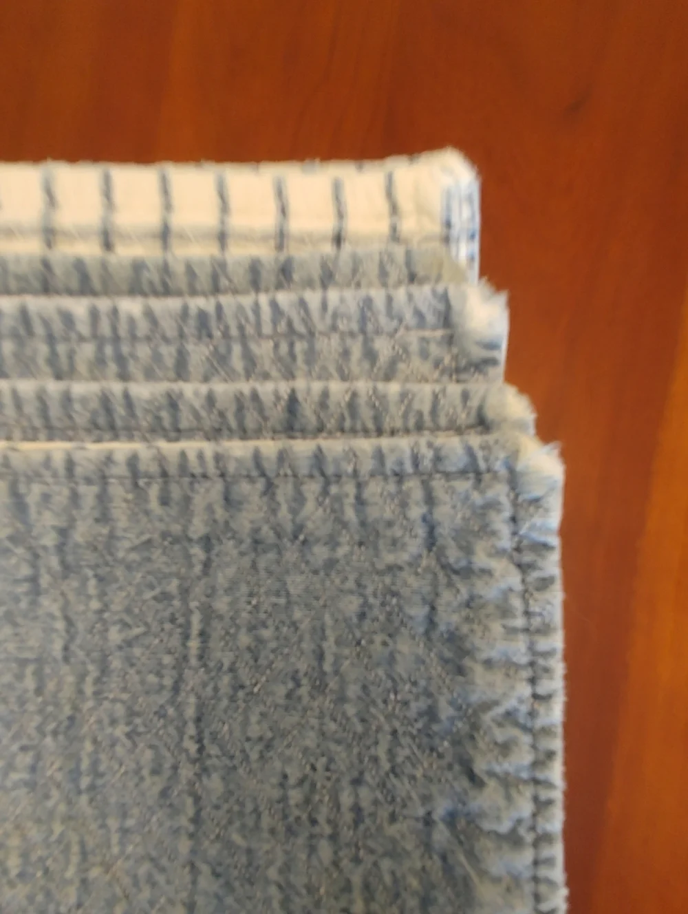 VTG White and Blue Grid Cotton Placemats - Set of 4 - 21x13